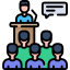 icon of a person at a podium speaking to a group.