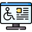 a computer with a disability icon on the screen.