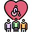 a group of people with a heart icon with a wheelchair inside it.